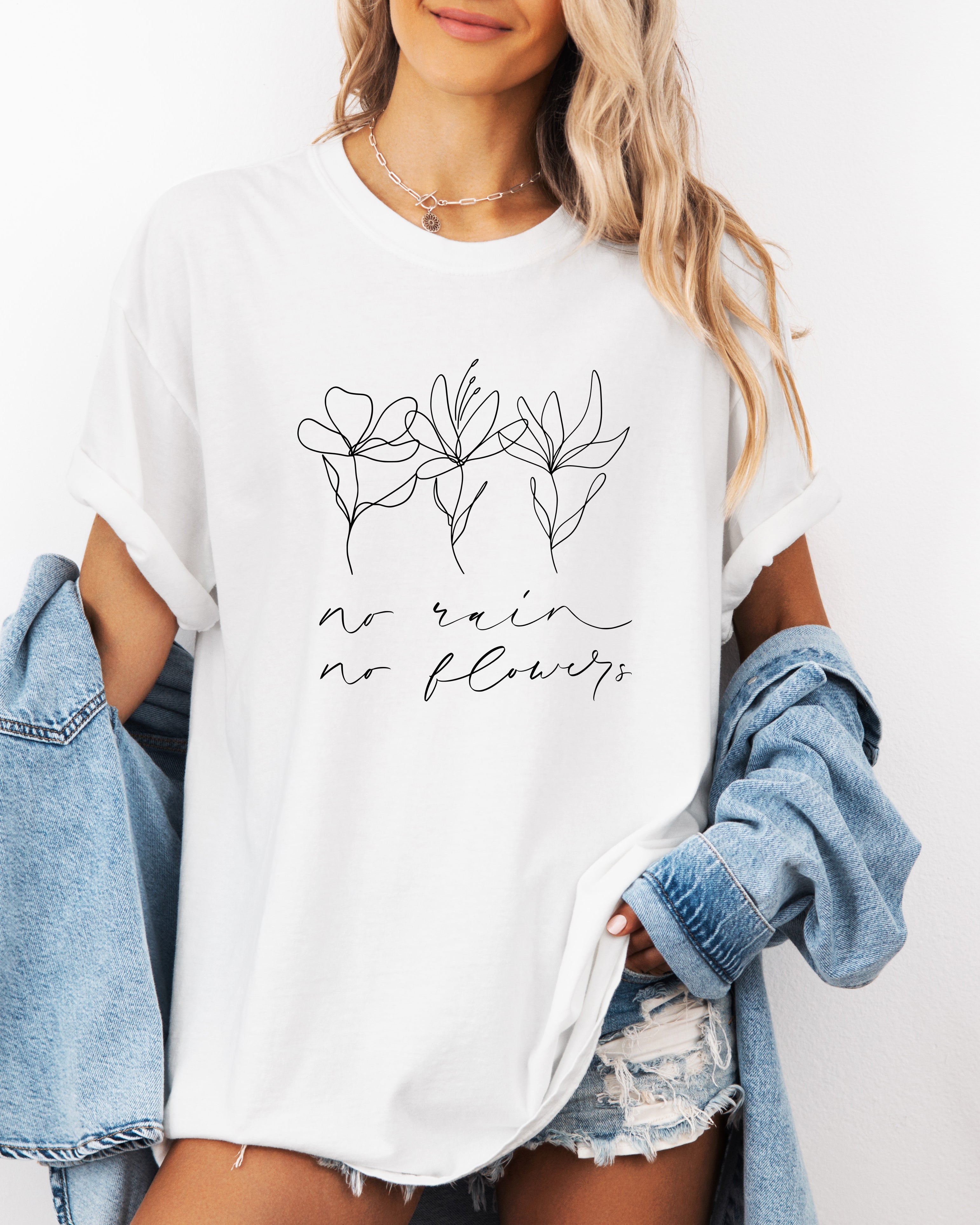 No rain No flowers Botanical wildflowers Garment Dyed T Shirt