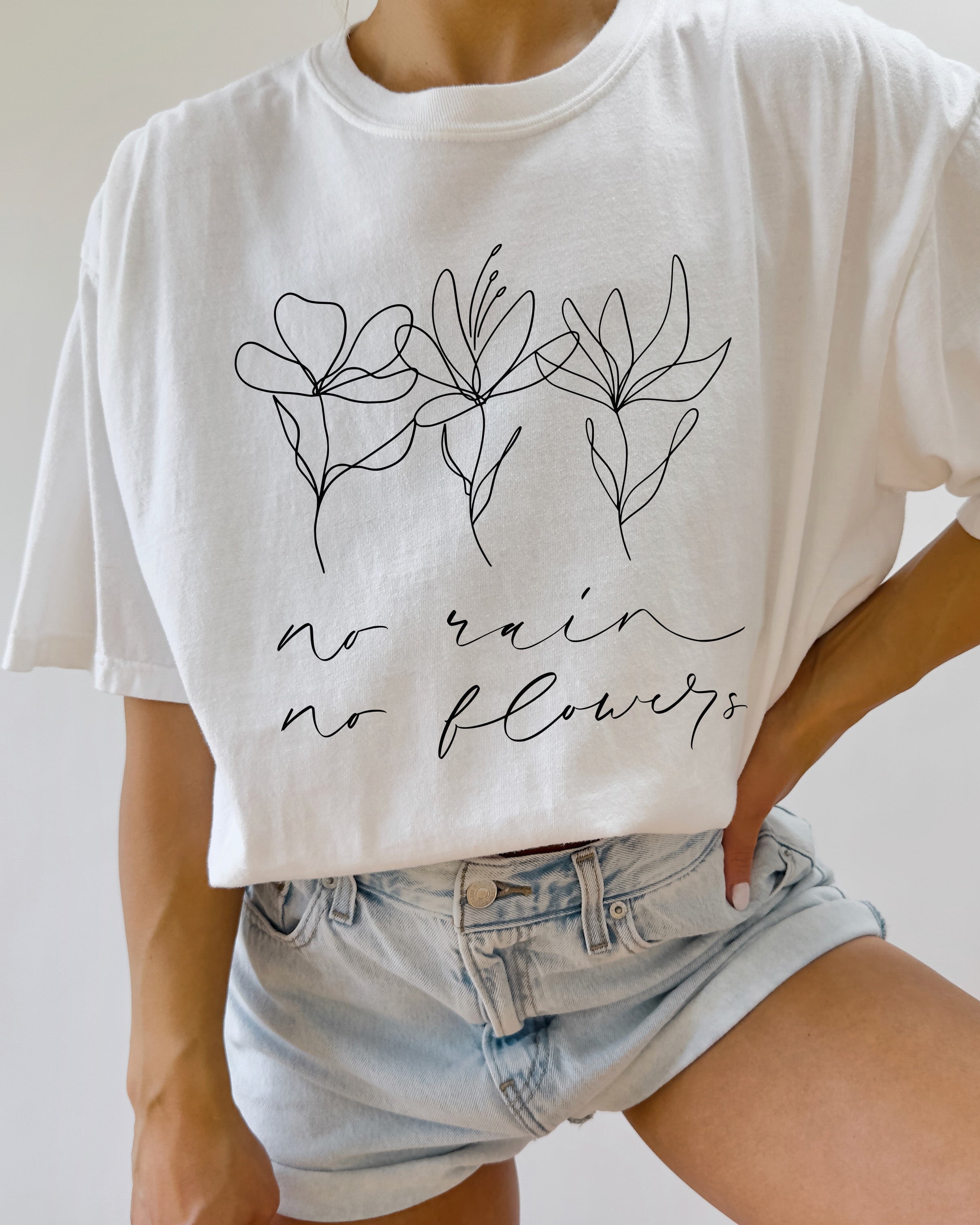 No rain No flowers Botanical wildflowers Garment Dyed T Shirt
