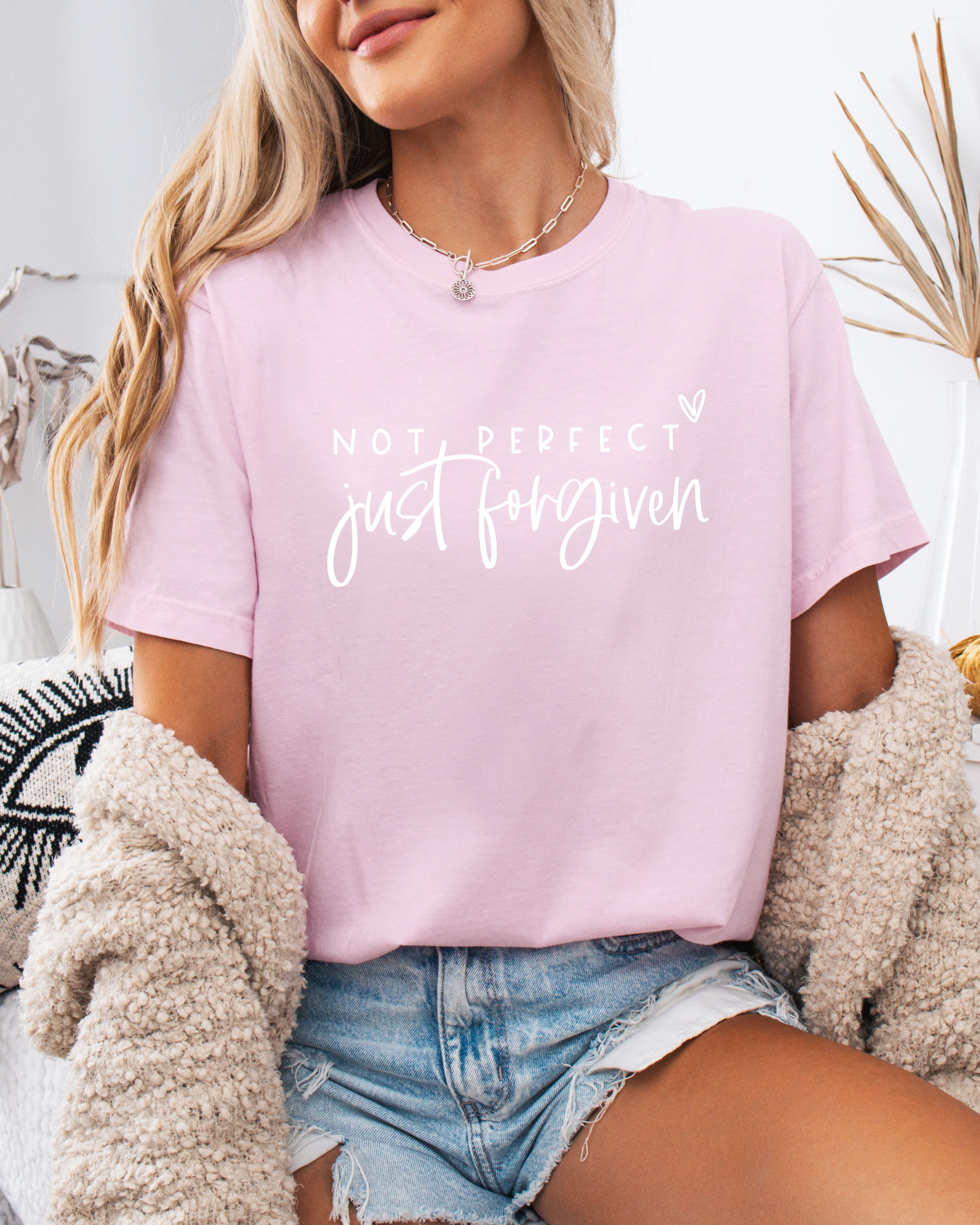 Not perfect Just Forgive Christian Comfort Colors Garment Dyed T Shirt