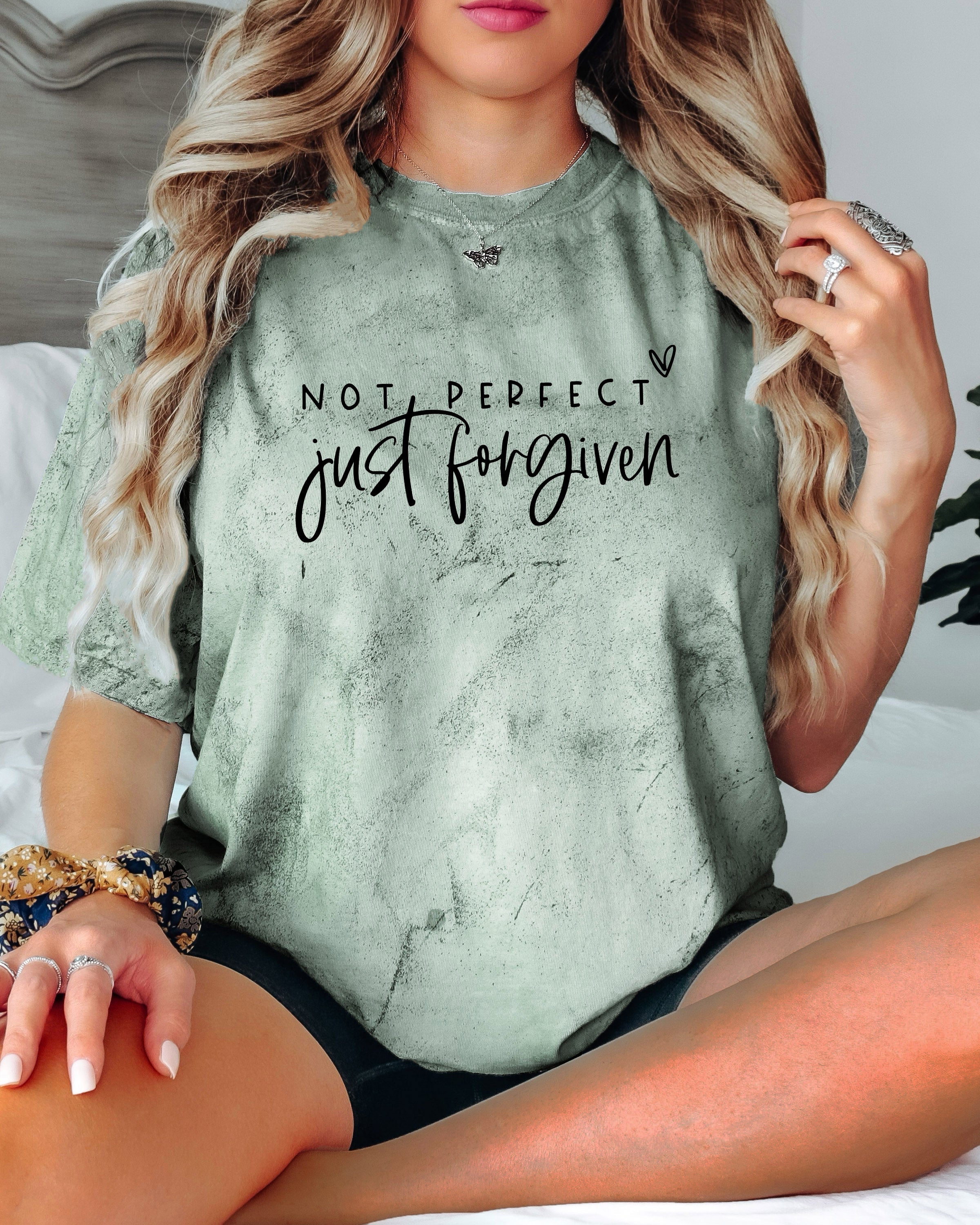 Not perfect Just Forgive Christian Comfort Colors Garment Dyed T Shirt