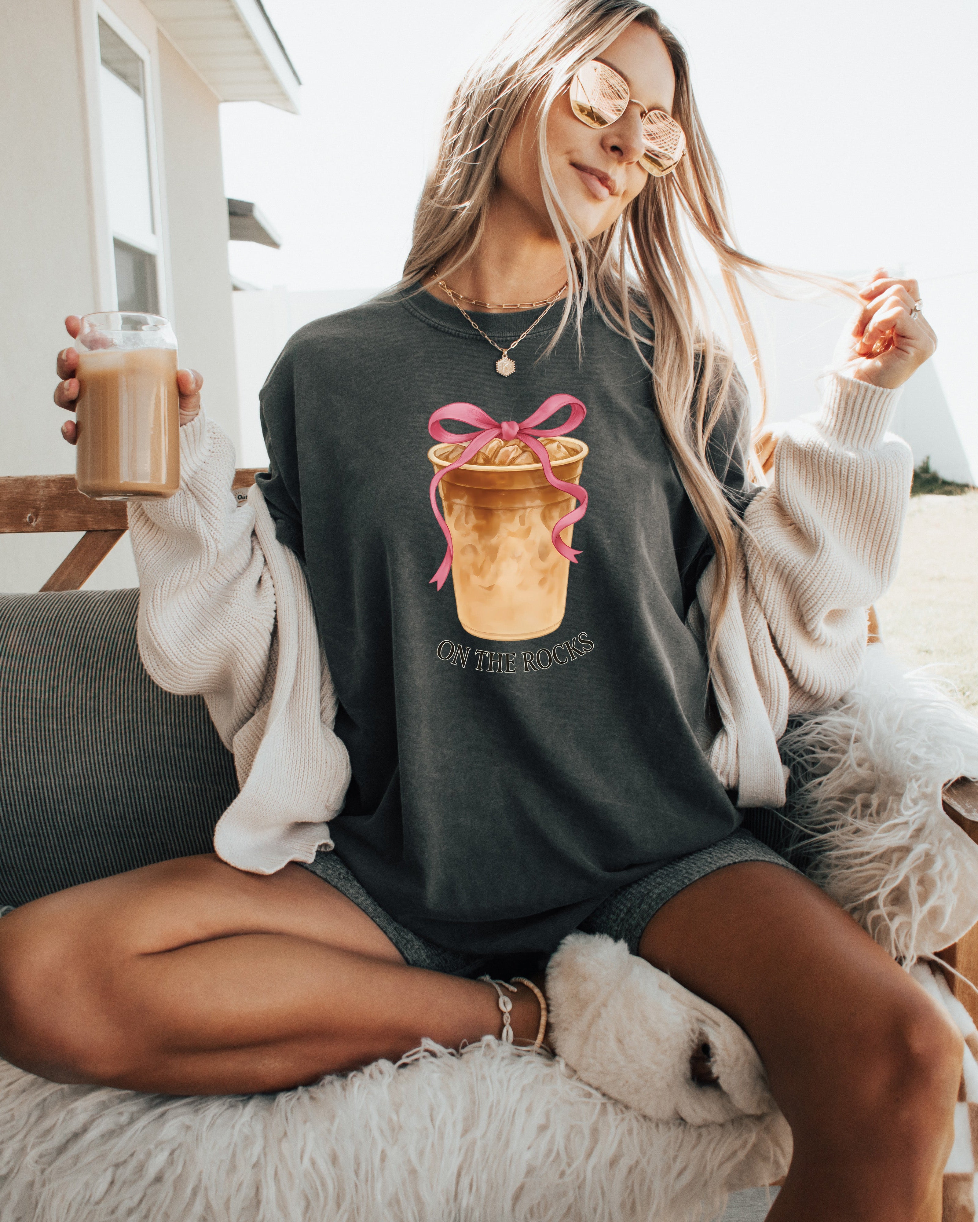 On the Rock Iced Latte Coffee Garment Dyed T Shirt