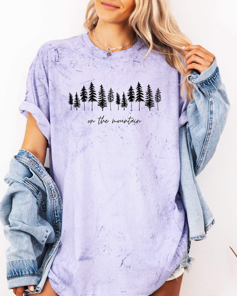 On the mountain Tree Botanical Plant Nature Camping Adventure Garment Dyed T Shirt