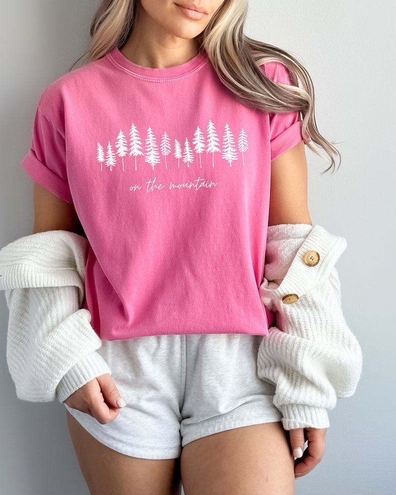 On the mountain Tree Botanical Plant Nature Camping Adventure Garment Dyed T Shirt