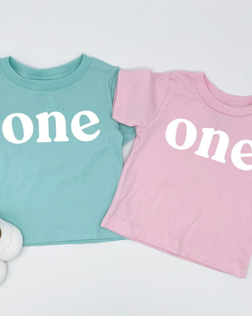 One Baby and Toddler First Birthday T shirt (Serif)