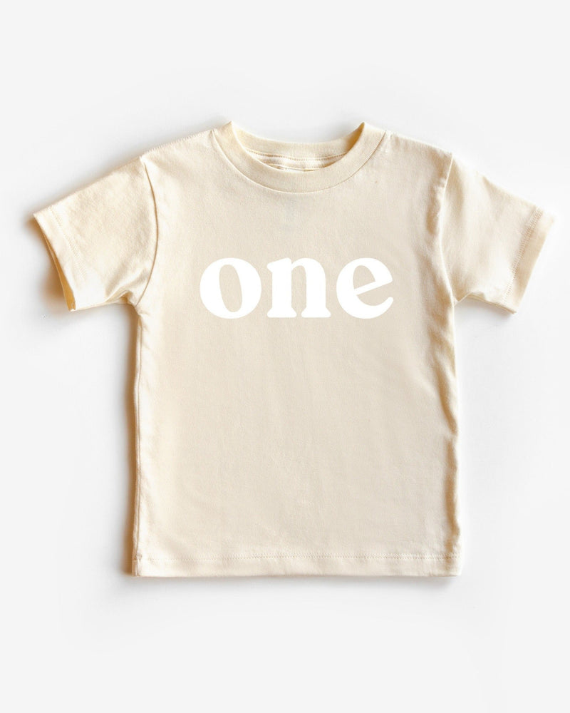 One First Birthday Organic Cotton Kids Tee (Serif)