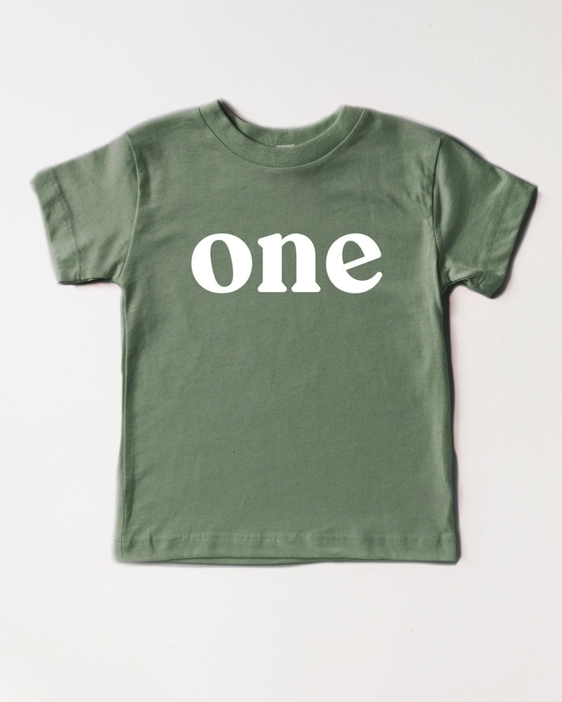 One First Birthday Organic Cotton Kids Tee (Serif)
