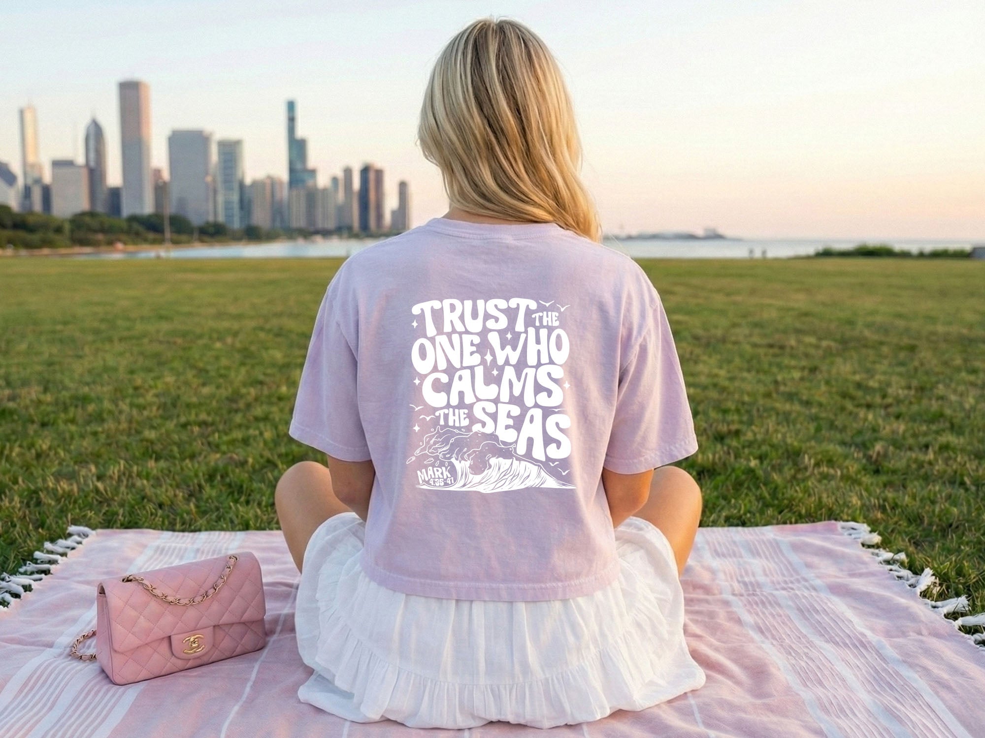 Christian Trust the one Who calms the Sea Mark Bible Garment Dyed Women’s Cropped T-Shirt Comfort Colors