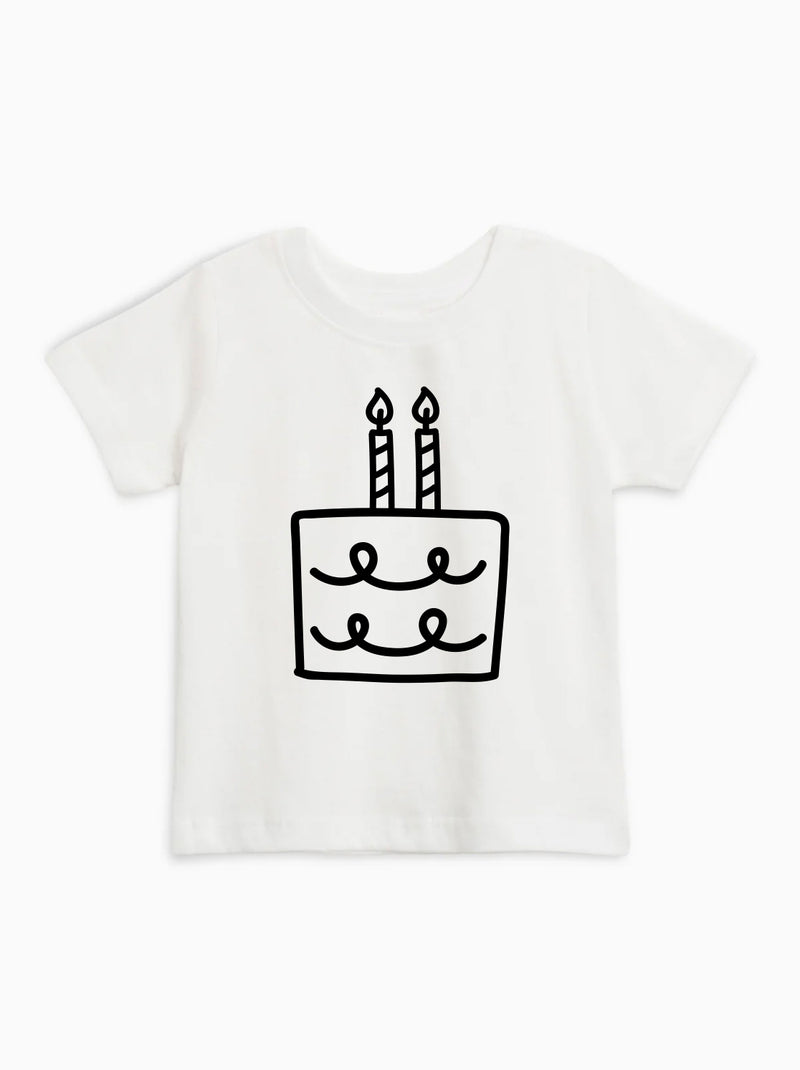 Two Birthday Cake Candle minimal 2nd Birthday Organic Cotton Kids Tee