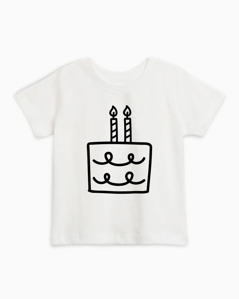 Two Birthday Cake Candle Organic Cotton Kids Tee, Minimal 2nd Birthday Shirt