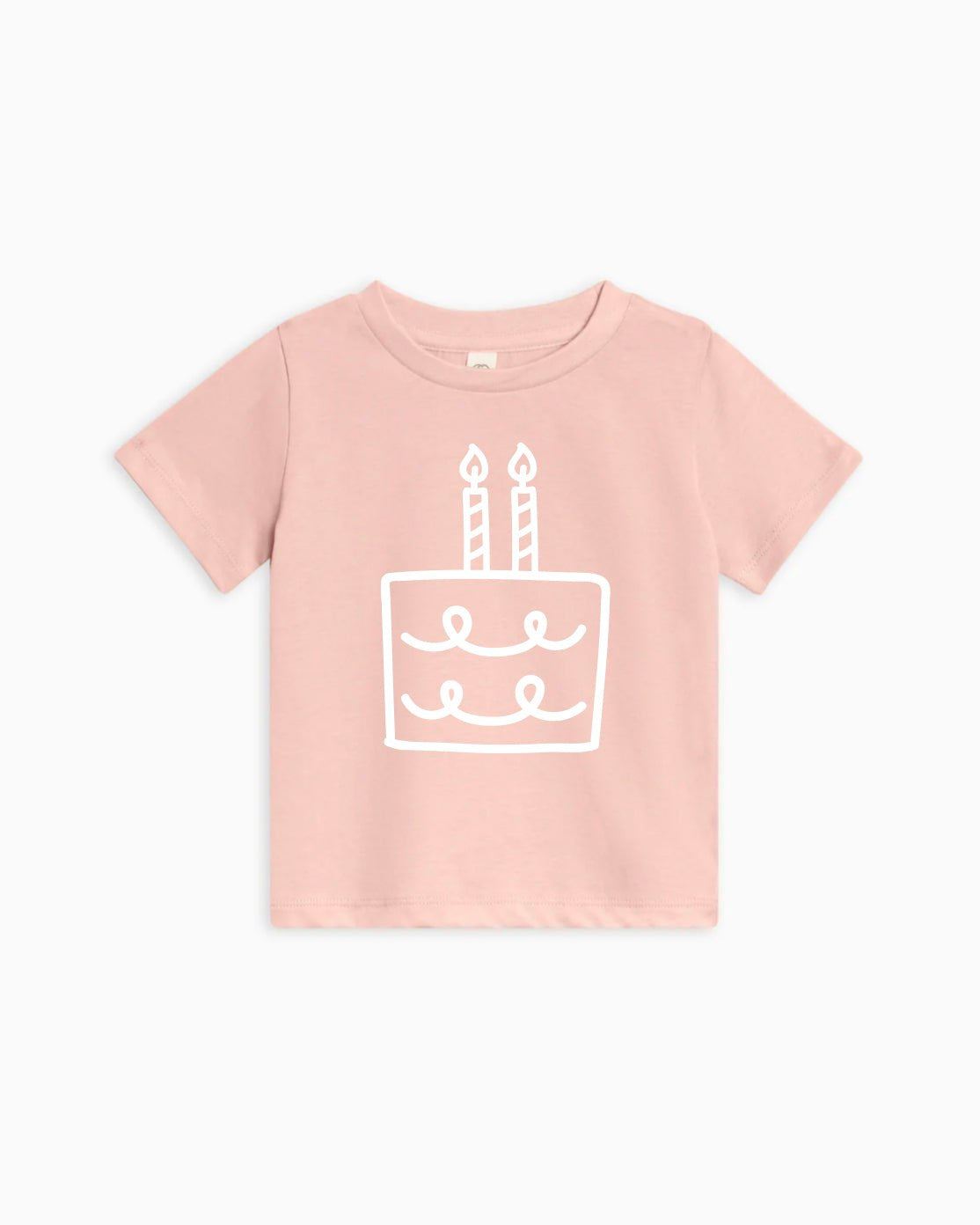 Two Birthday Cake Candle Organic Cotton Kids Tee, Minimal 2nd Birthday Shirt
