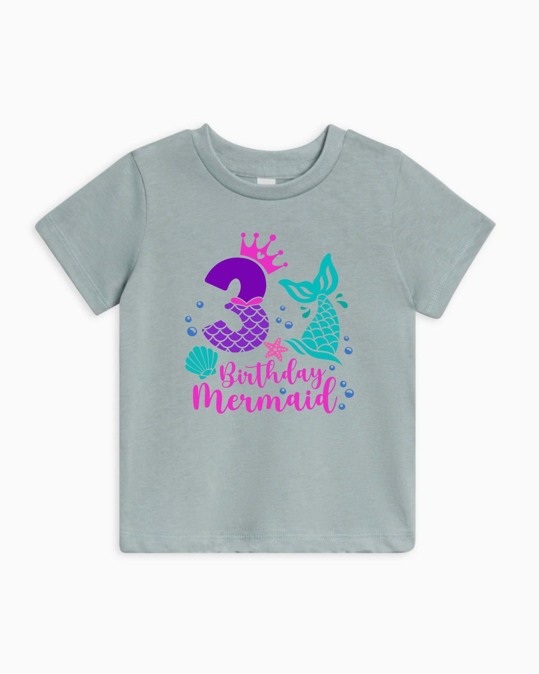 Three Birthday Mermaid Organic Cotton Kids T-Shirt, 3rd Birthday Girl Shirt