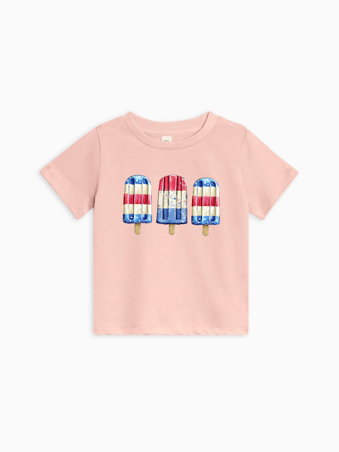 Organic Cotton America USA Patriotic 4th of July Red White Blue Summer Popsicle Kids Tee