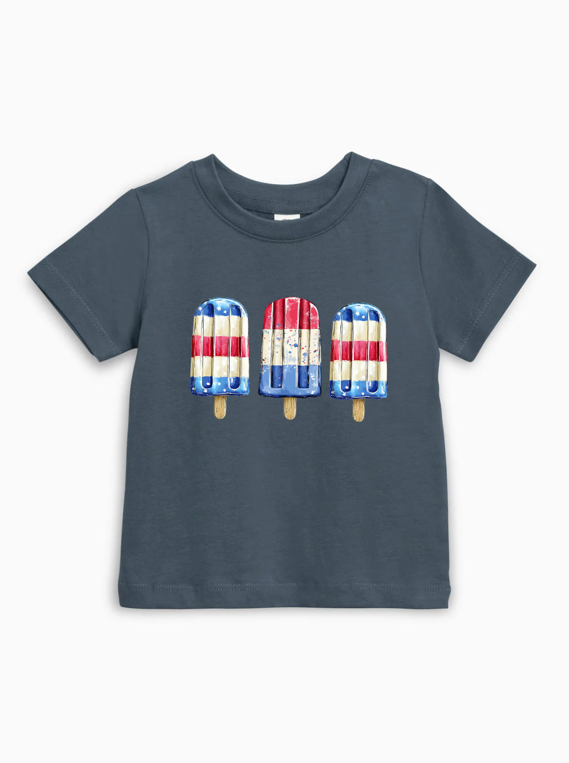Organic Cotton America USA Patriotic 4th of July Red White Blue Summer Popsicle Kids Tee