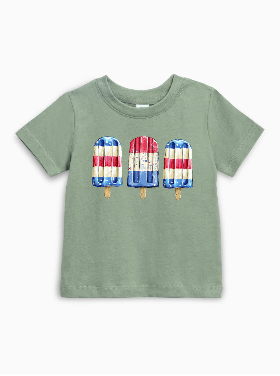 Organic Cotton America USA Patriotic 4th of July Red White Blue Summer Popsicle Kids Tee