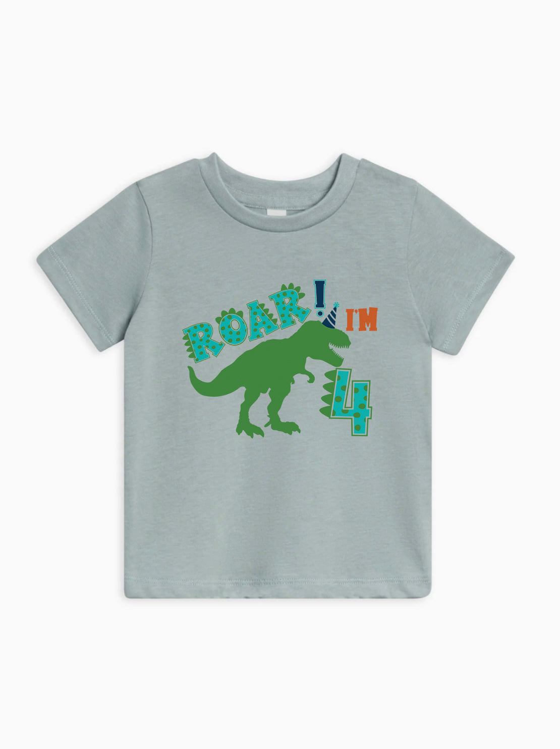 I'm 4 Four Dinosaur Roar Birthday Organic Cotton Kids Tee