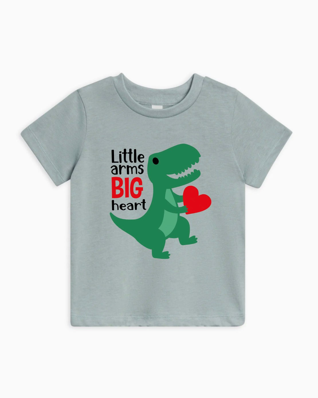 Cute Dinosaur Organic Cotton Kids Tee, Little Arms Big Heart Dino Shirt