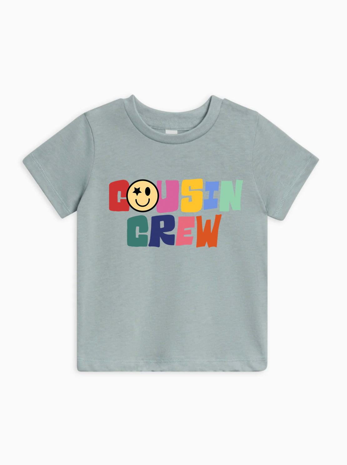 Cousin Crew Smile Face Colorful Organic Cotton Kids T-Shirt – Baby & Youth Matching Family Announcement Tee