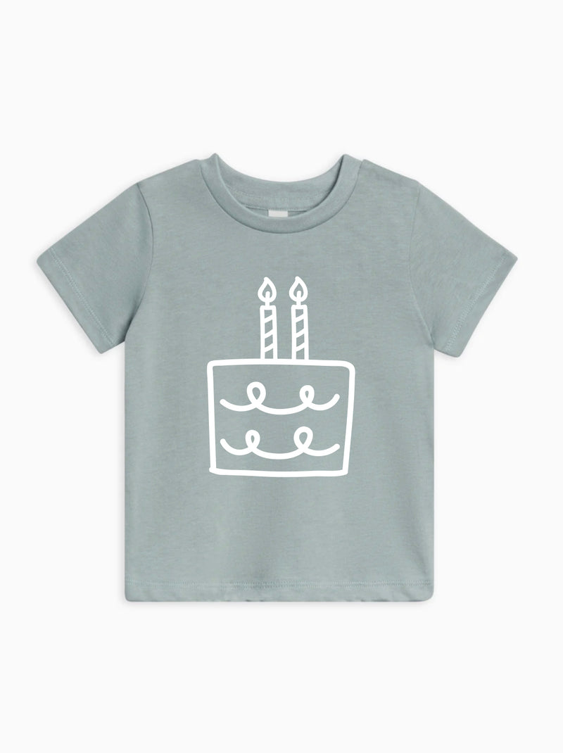 Two Birthday Cake Candle minimal 2nd Birthday Organic Cotton Kids Tee