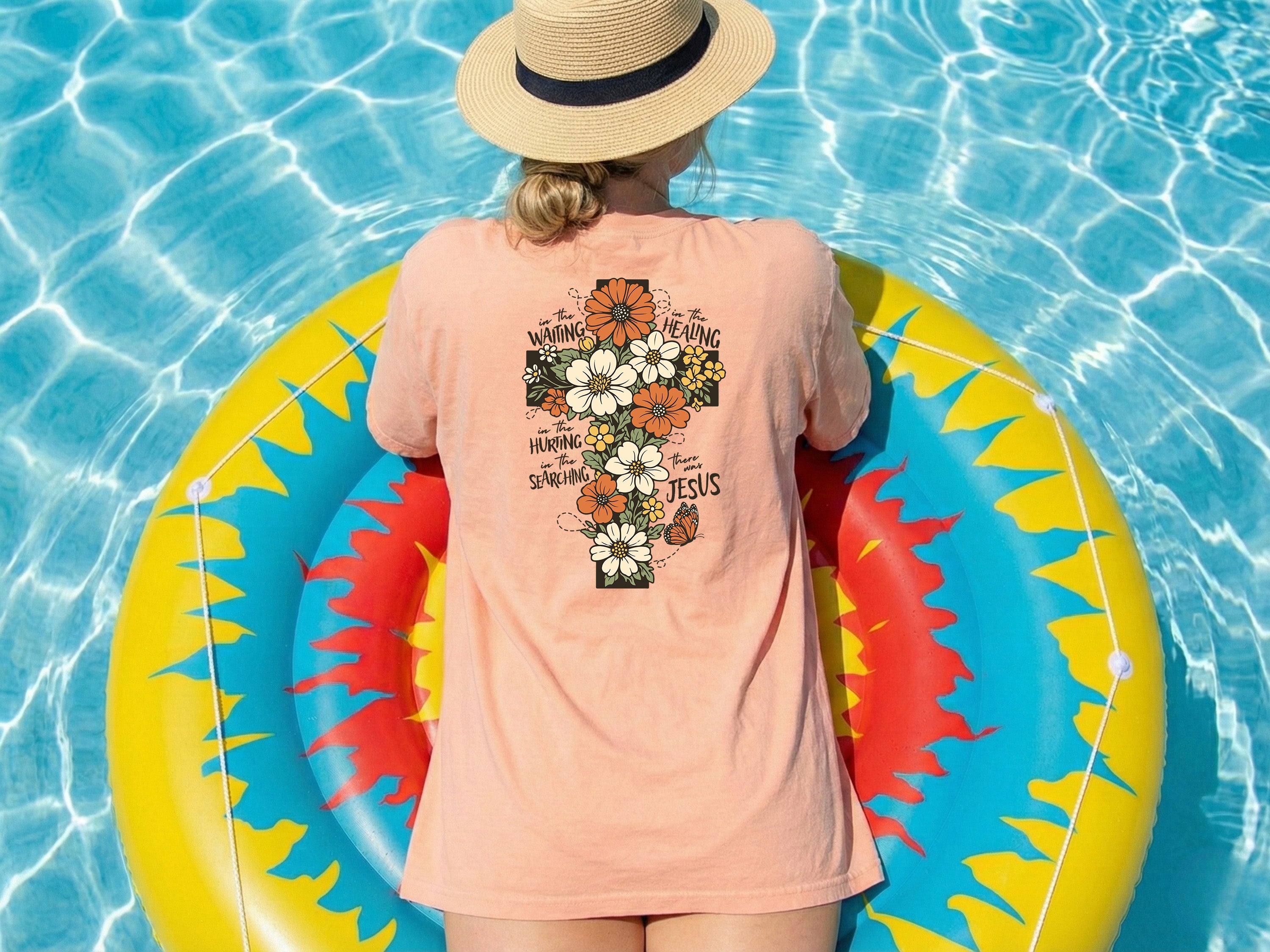 Jesus Flower Cross Comfort Colors Pocket T Shirt |Bible, Christian shirt