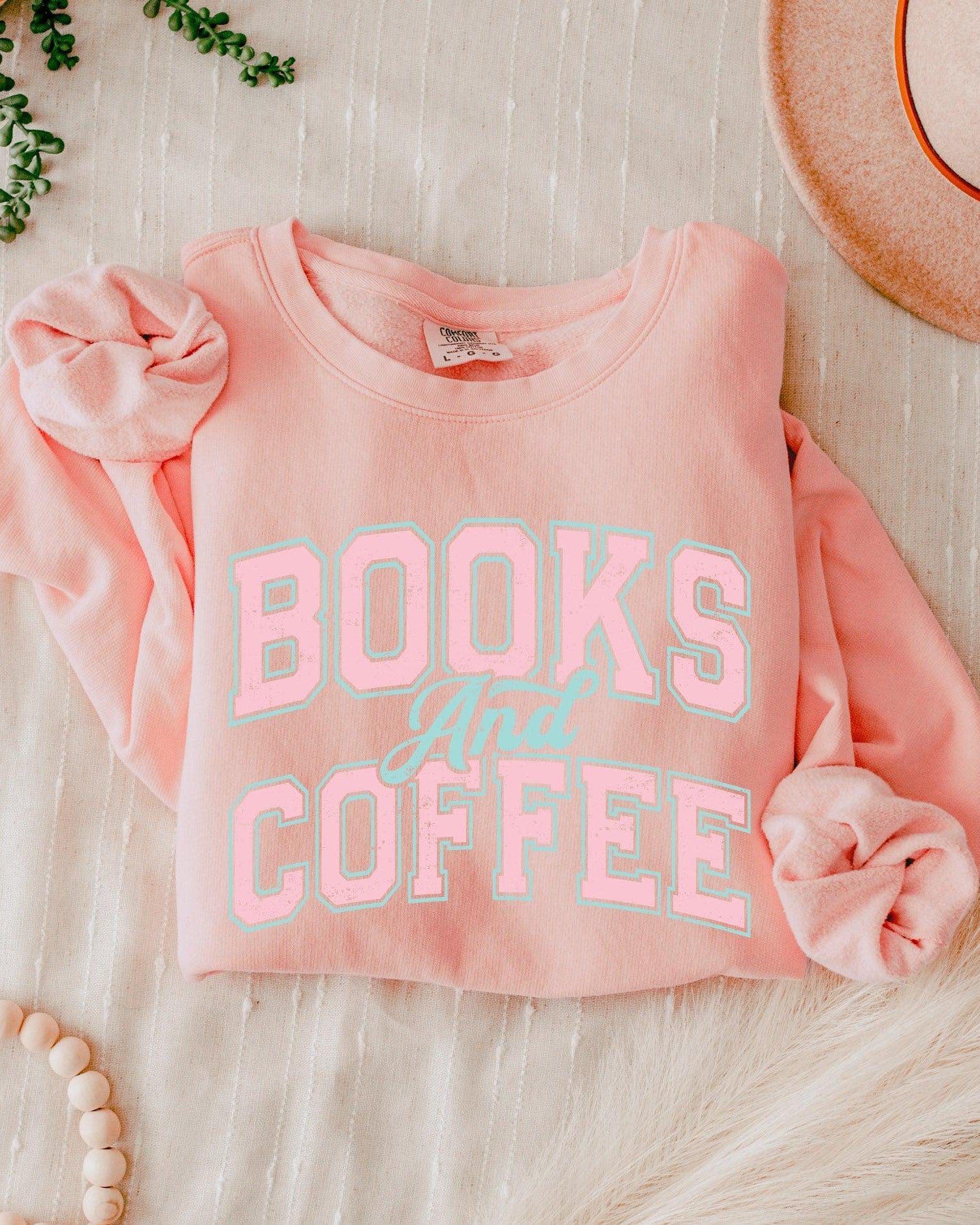 Books and Coffee Garment Dyed Comfort Colors Sweatshirt
