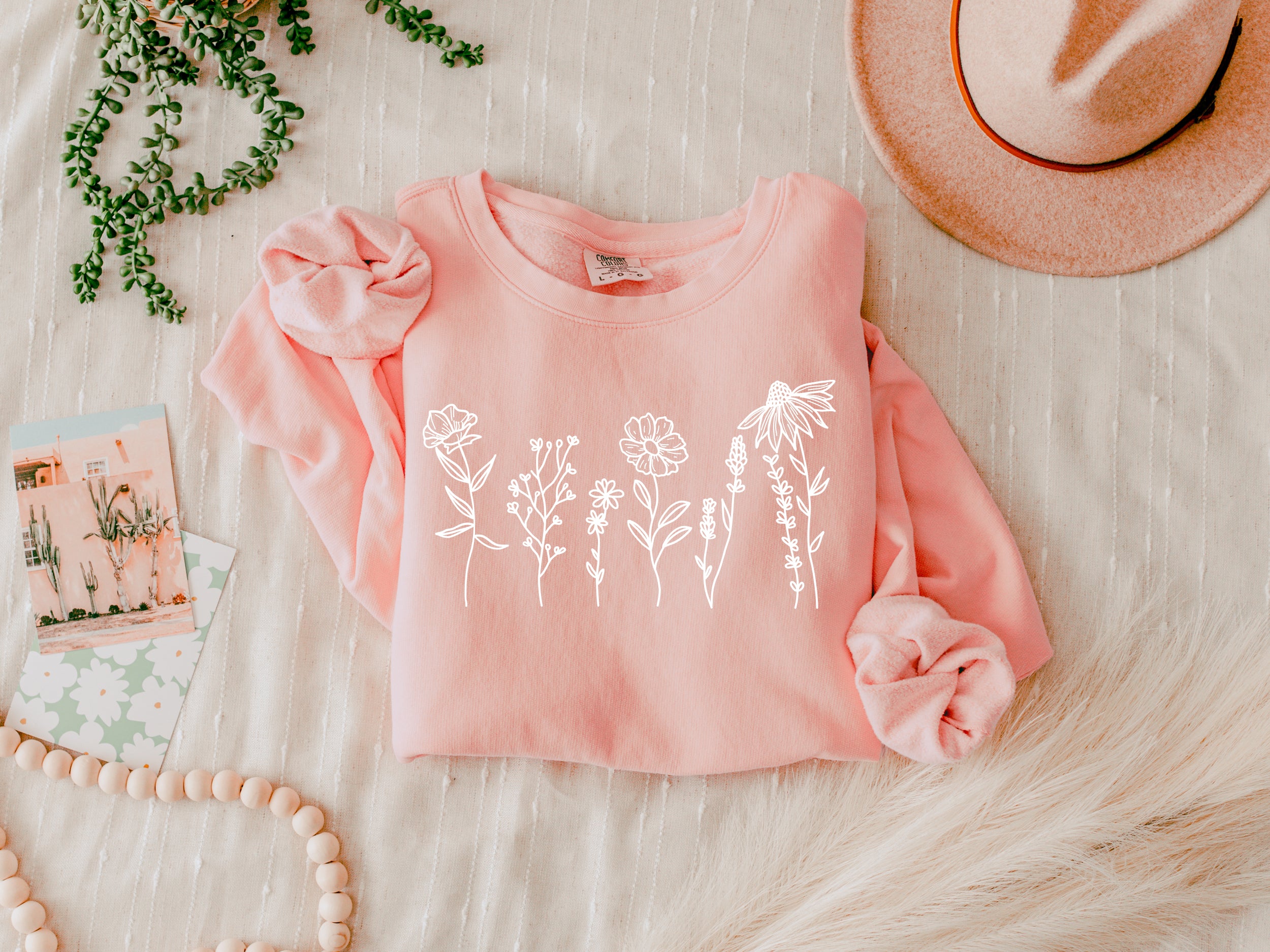 Wildflowers Botanical Garment Dyed Comfort Colors Sweatshirt