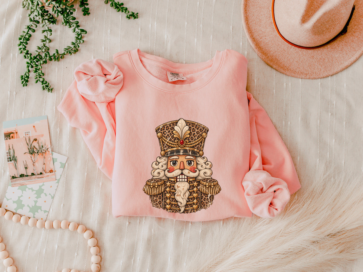 Merry Christmas Leopard Nutcracker Season Comfort Colors Sweatshirt