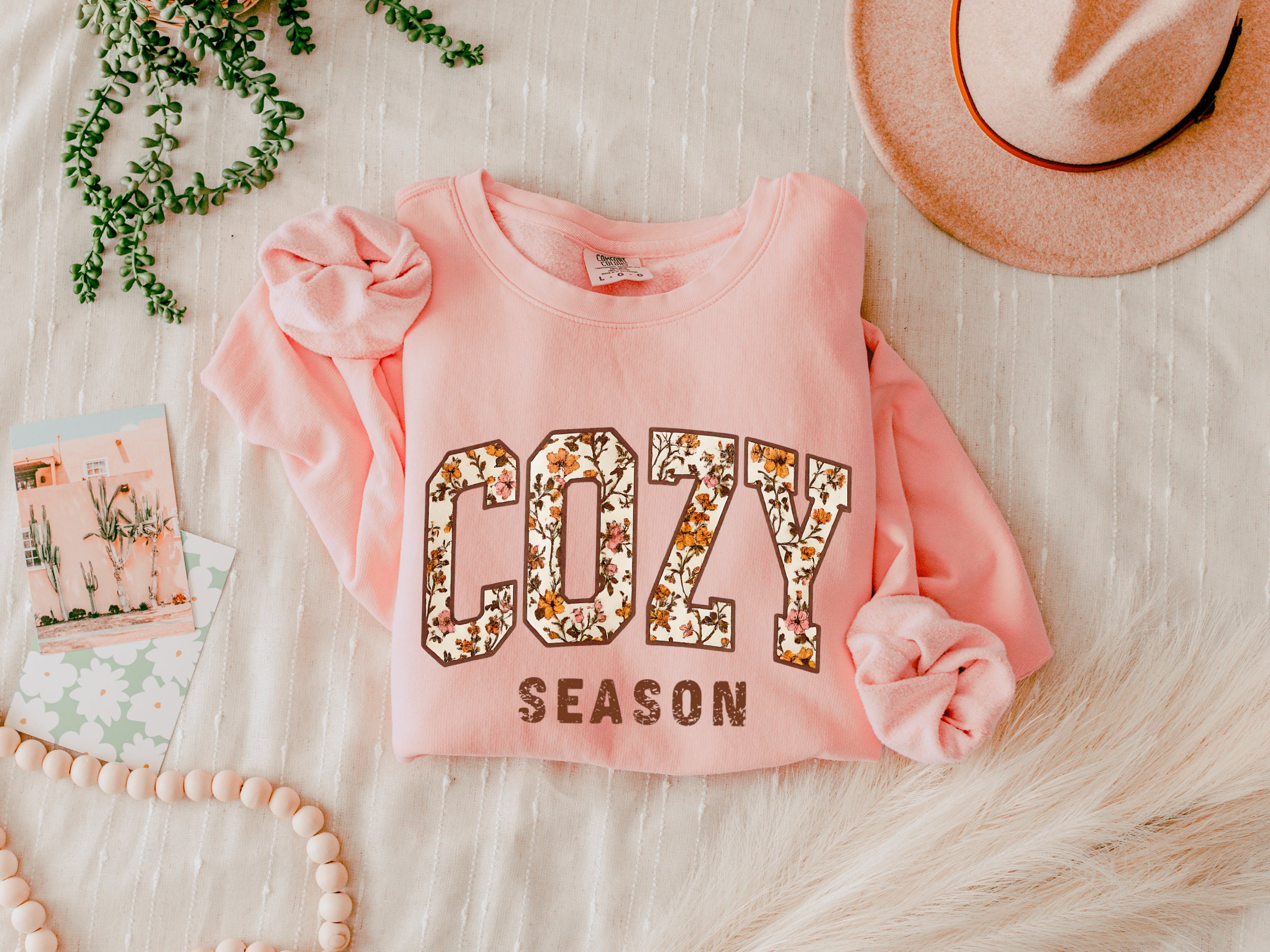 Cozy Season Fall Autumn Pumpkin Thanksgiving day Inspirational Garment Dyed Comfort Colors Sweatshirt