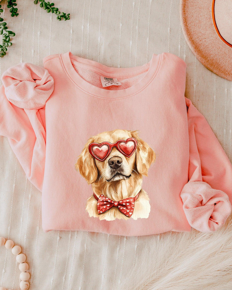 Golden Retriever Dog Mom Garment Dyed Comfort Colors Sweatshirt (Valentine's Day)