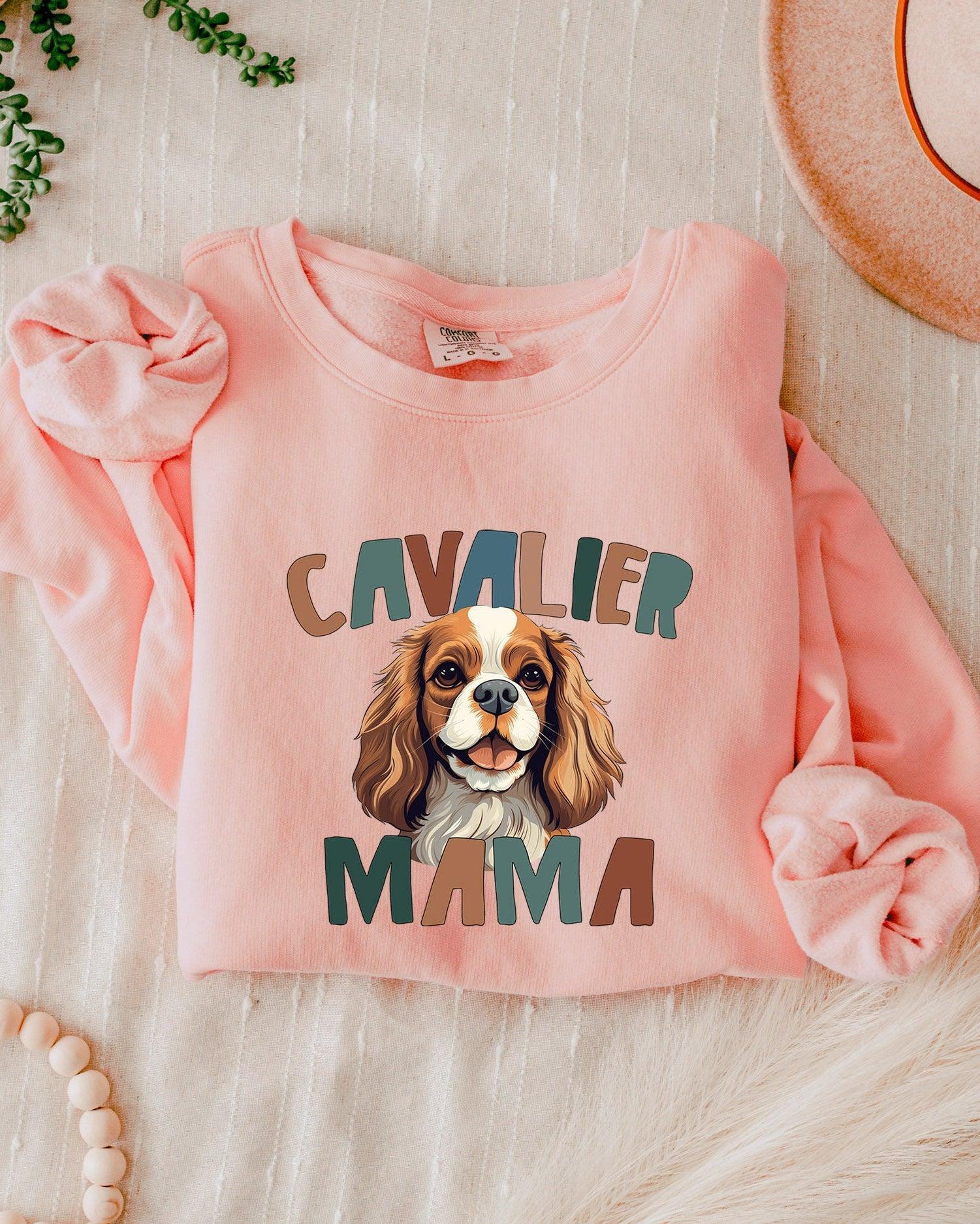 Cavalier King Charles Spaniel Dog Mom Garment Dyed Comfort Colors Sweatshirt (Color)