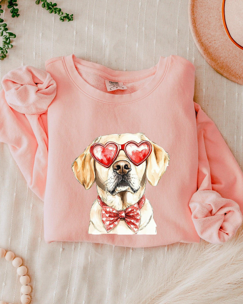Yellow Labrador Retriever Valentine's day Dog Mom Garment Dyed Comfort Colors Sweatshirt