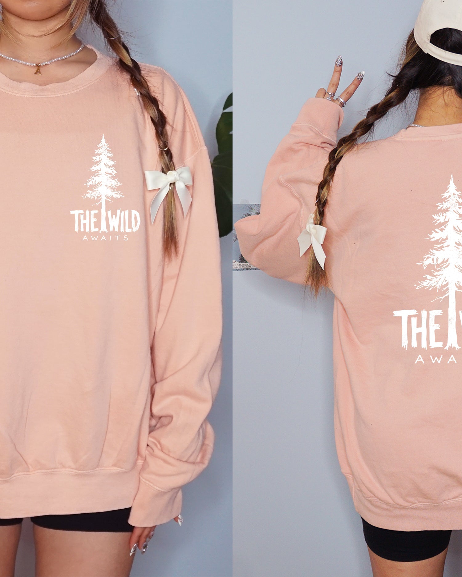 The Wild Awaits Mountain Nature Comfort Colors Garment-Dyed 100% Cotton Lightweight Sweatshirt – Camping & Hiking Outdoor Graphic