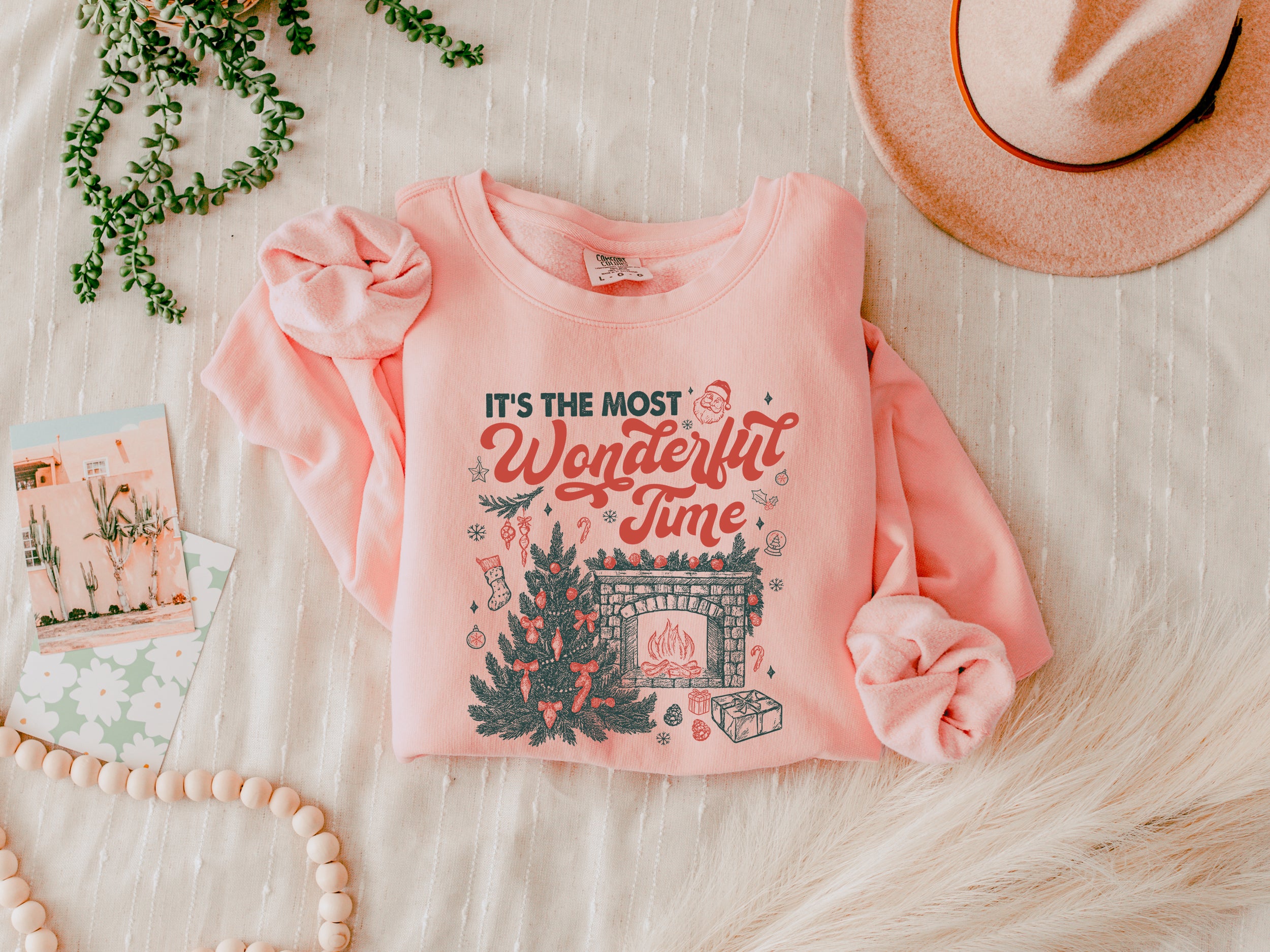 It's the most wonderful time Merry Christmas Holiday Winter Fall Inspirational Garment Dyed Comfort Colors Sweatshirt