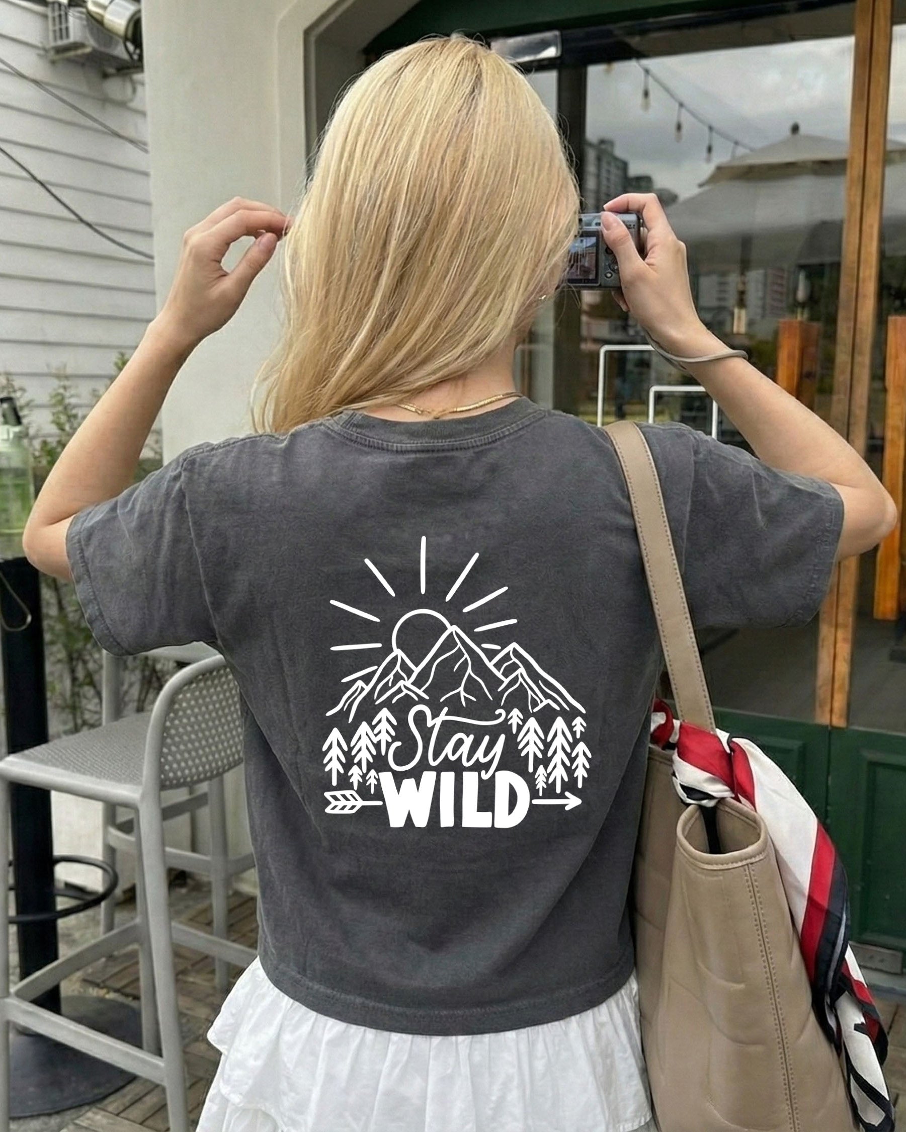 Stay Wild Garment Dyed Women’s Cropped T-Shirt – Camping Nature Hiking