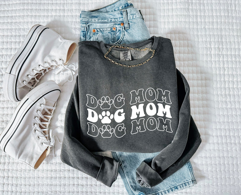 Groovy Dog Mom Garment Dyed Comfort Colors Sweatshirt