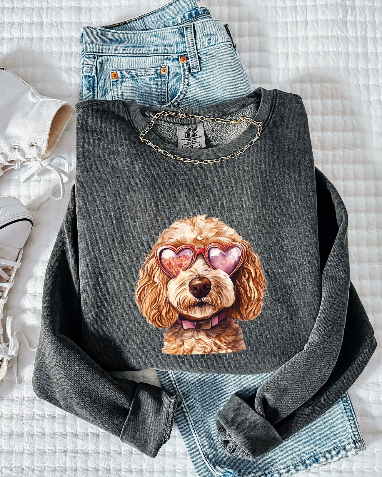 Doodle Dog Mom Garment Dyed Comfort Colors Sweatshirt (Valentine's Day)