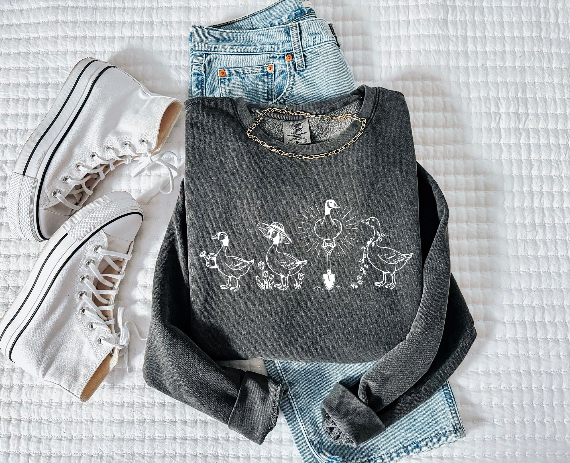 Goose Gardening Plant Botanical Garment Dyed Comfort Colors Sweatshirt