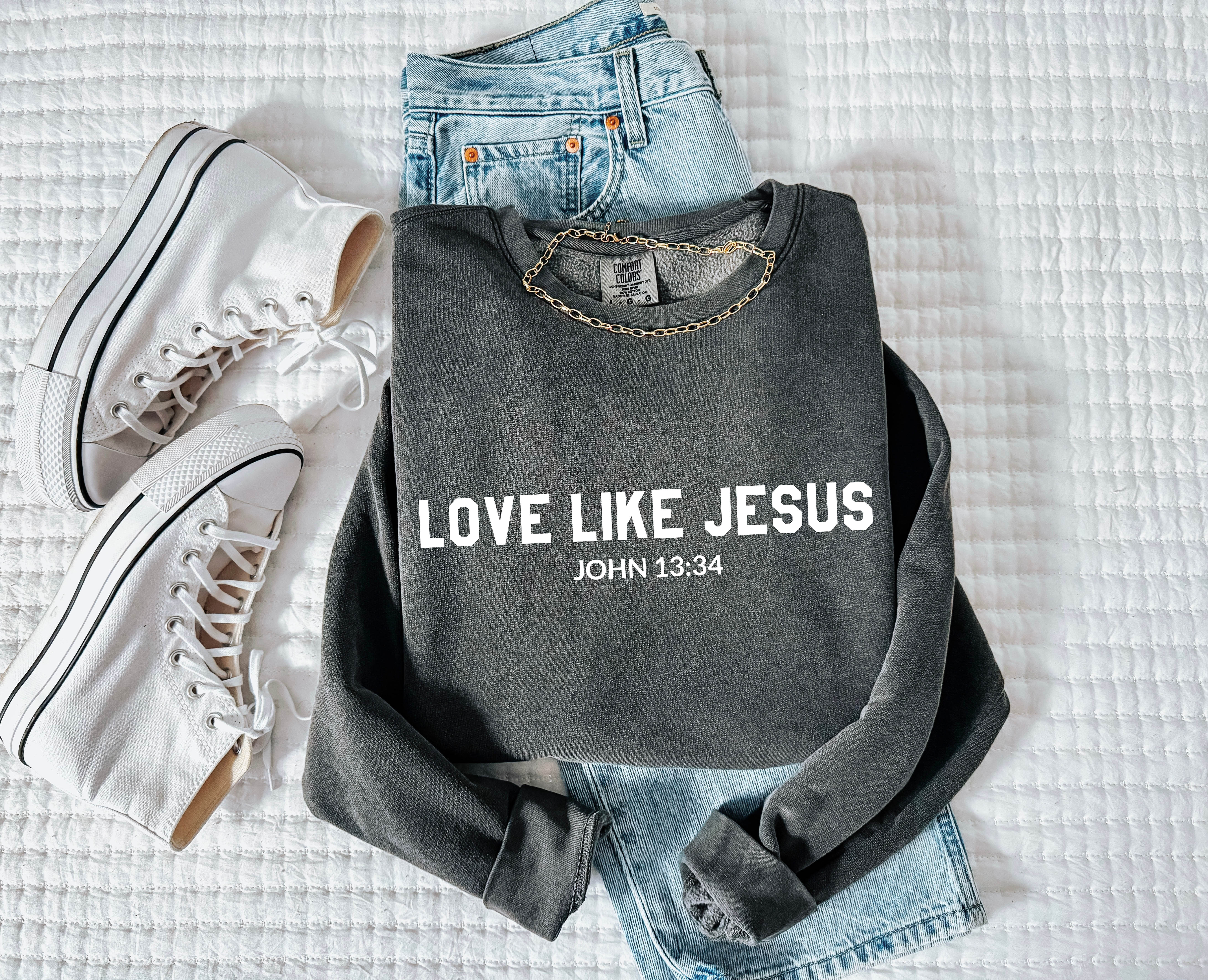 Love Like Jesus Christian Garment Dyed Comfort Colors Sweatshirt