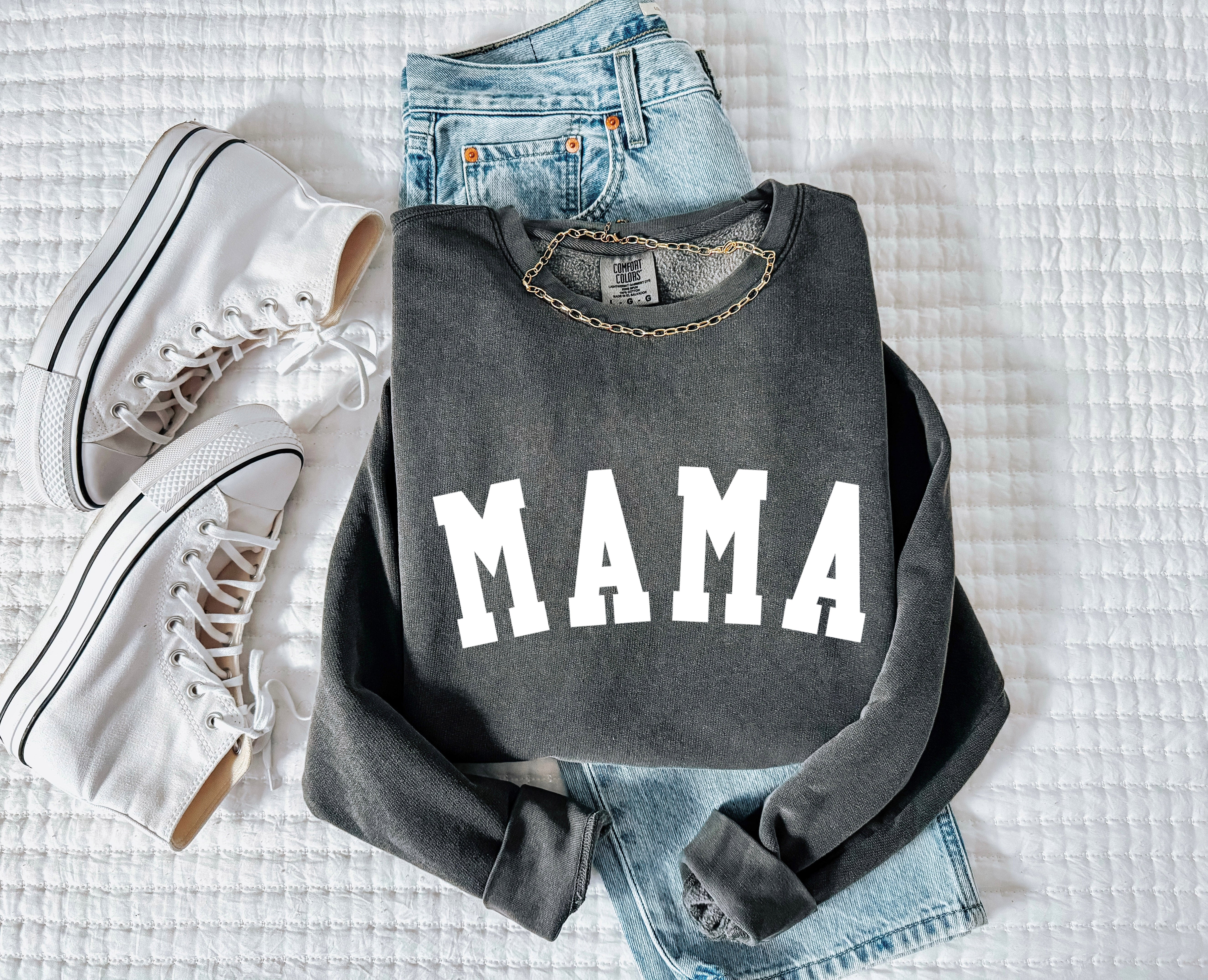 Mama Garment Dyed Comfort Colors Sweatshirt (Condensed Font)