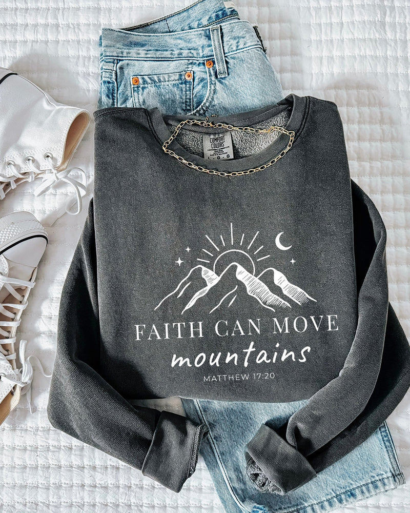 Faith Can Move Mountains Christian Garment Dyed Comfort Colors Sweatshirt (3)