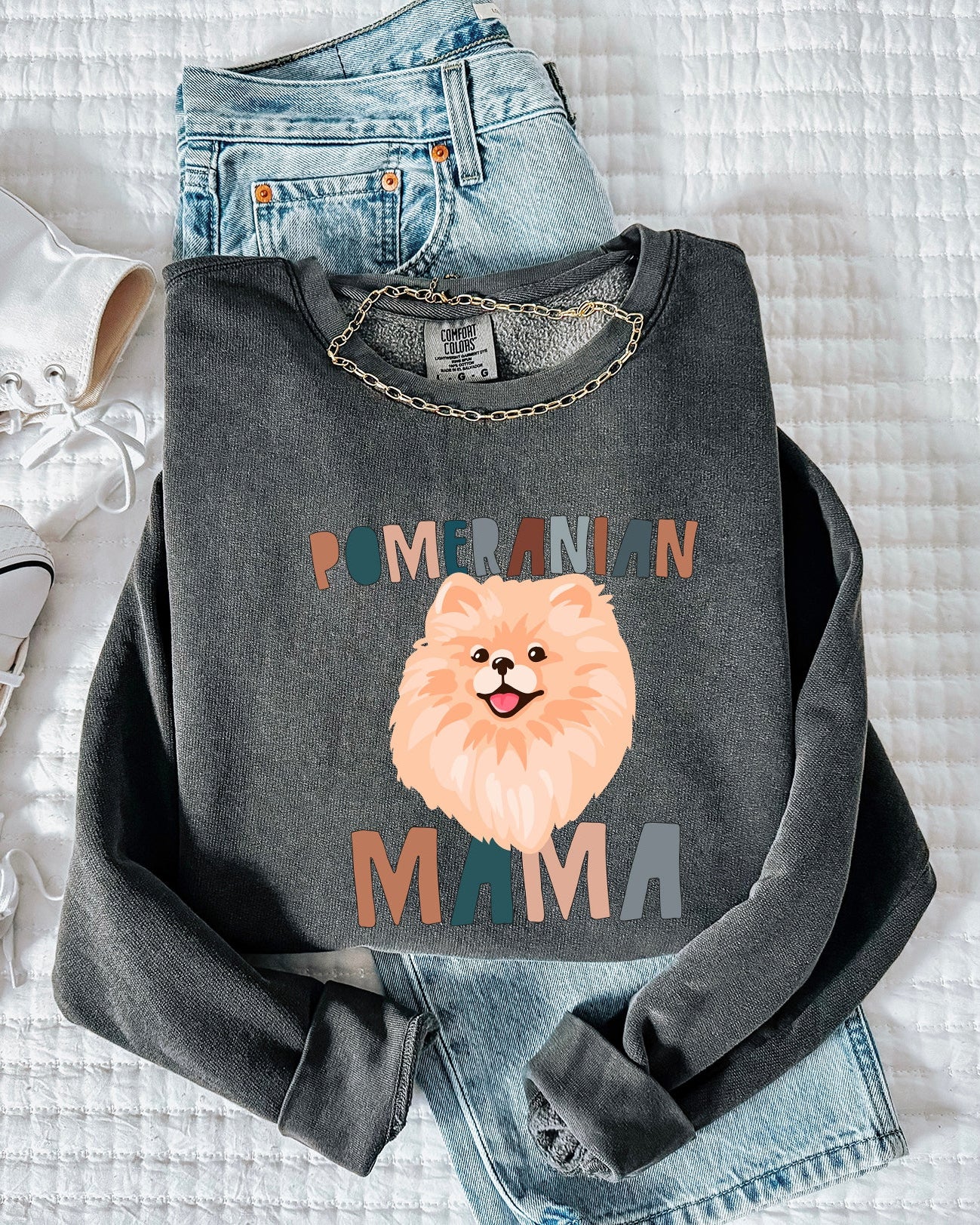 Pomeranian Dog Mom Garment Dyed Comfort Colors Sweatshirt (Color)
