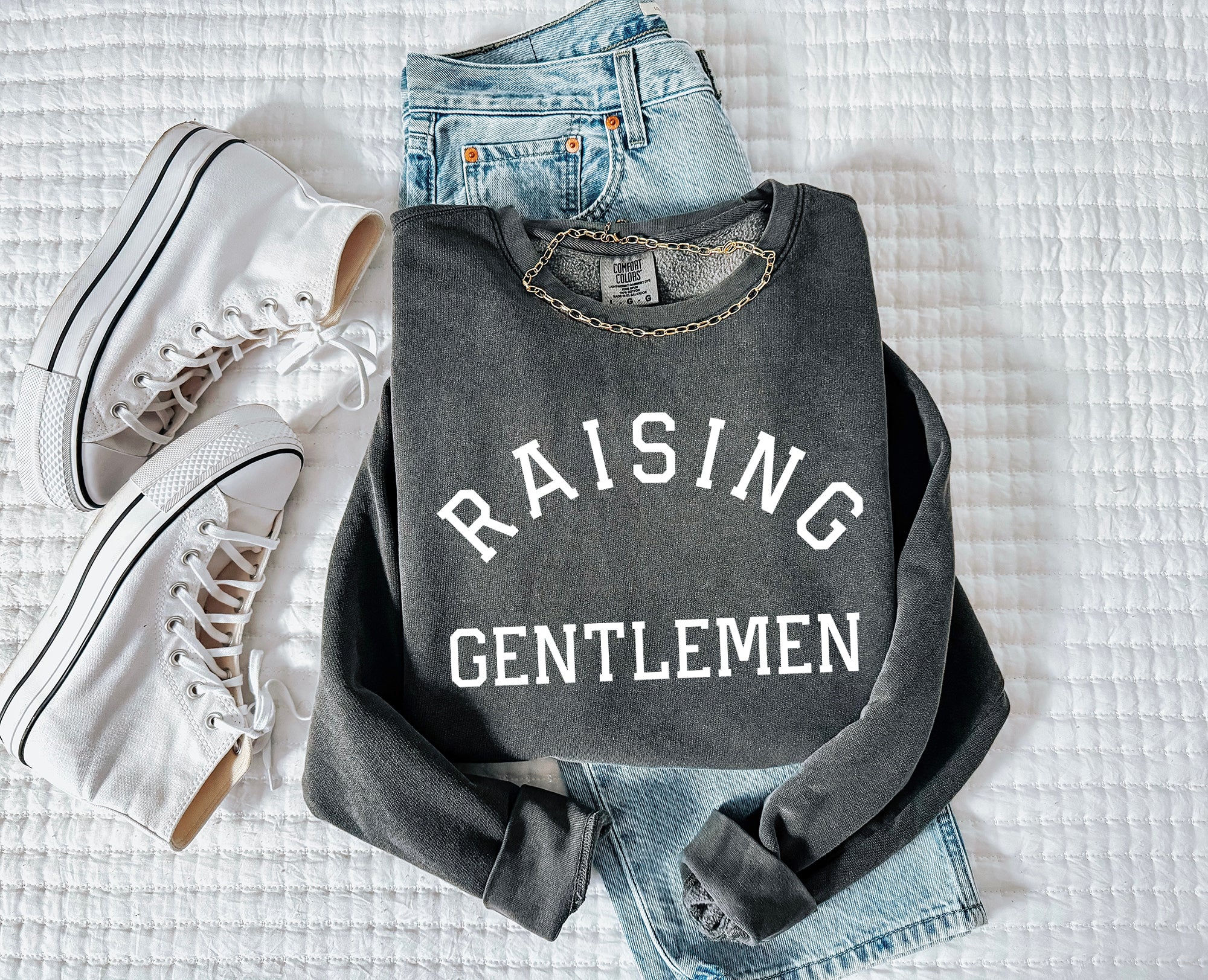 Raising Gentlemen for boy moms Garment Dyed Comfort Colors Sweatshirt