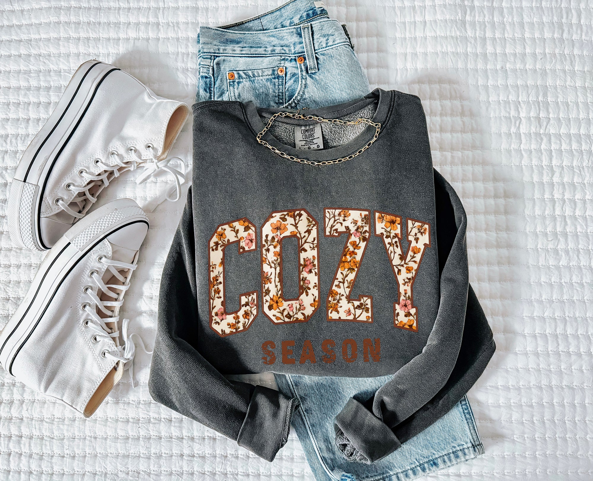 Cozy Season Fall Autumn Pumpkin Thanksgiving day Inspirational Garment Dyed Comfort Colors Sweatshirt
