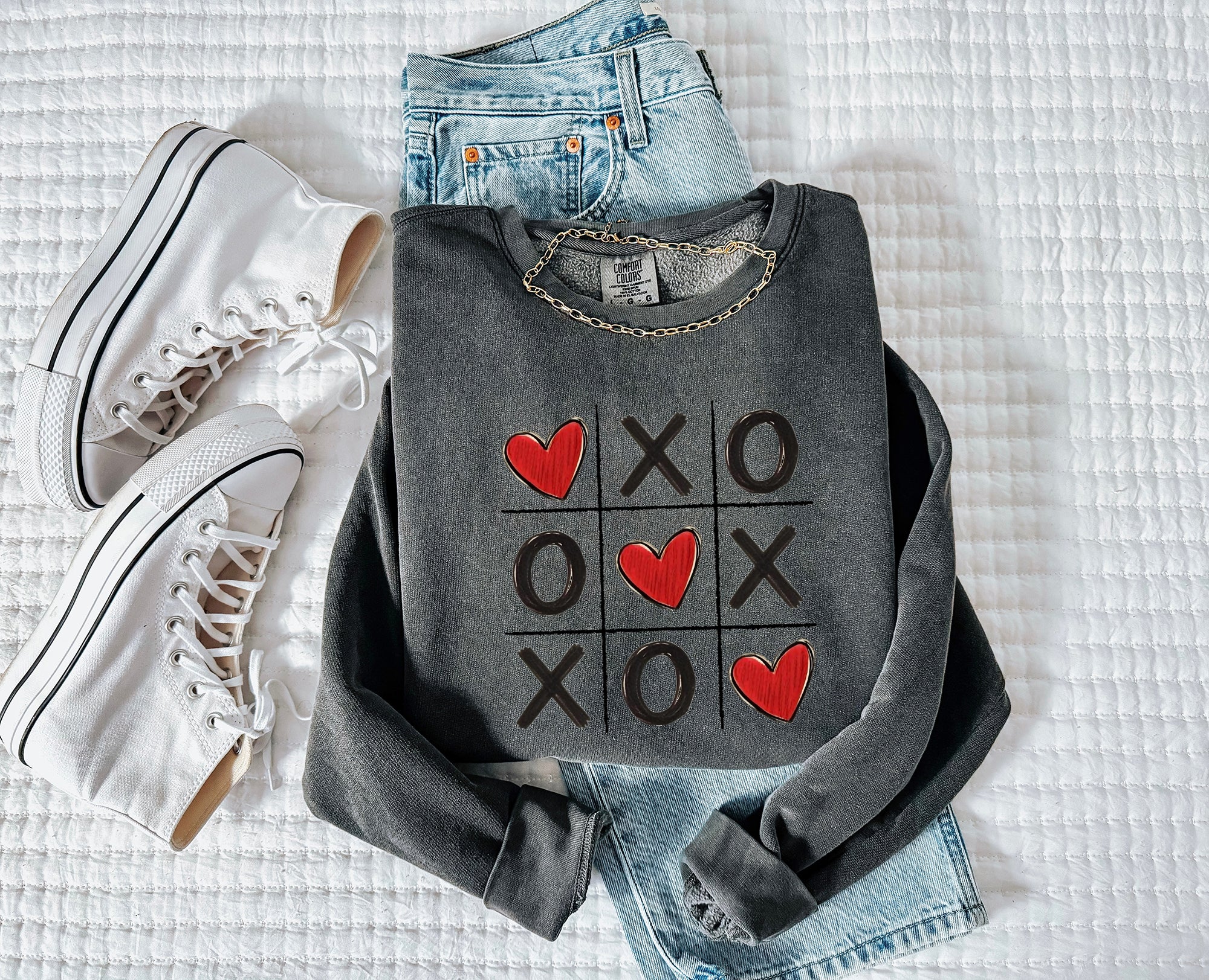 XOXO Valentine's Day Garment Dyed Comfort Colors Sweatshirt