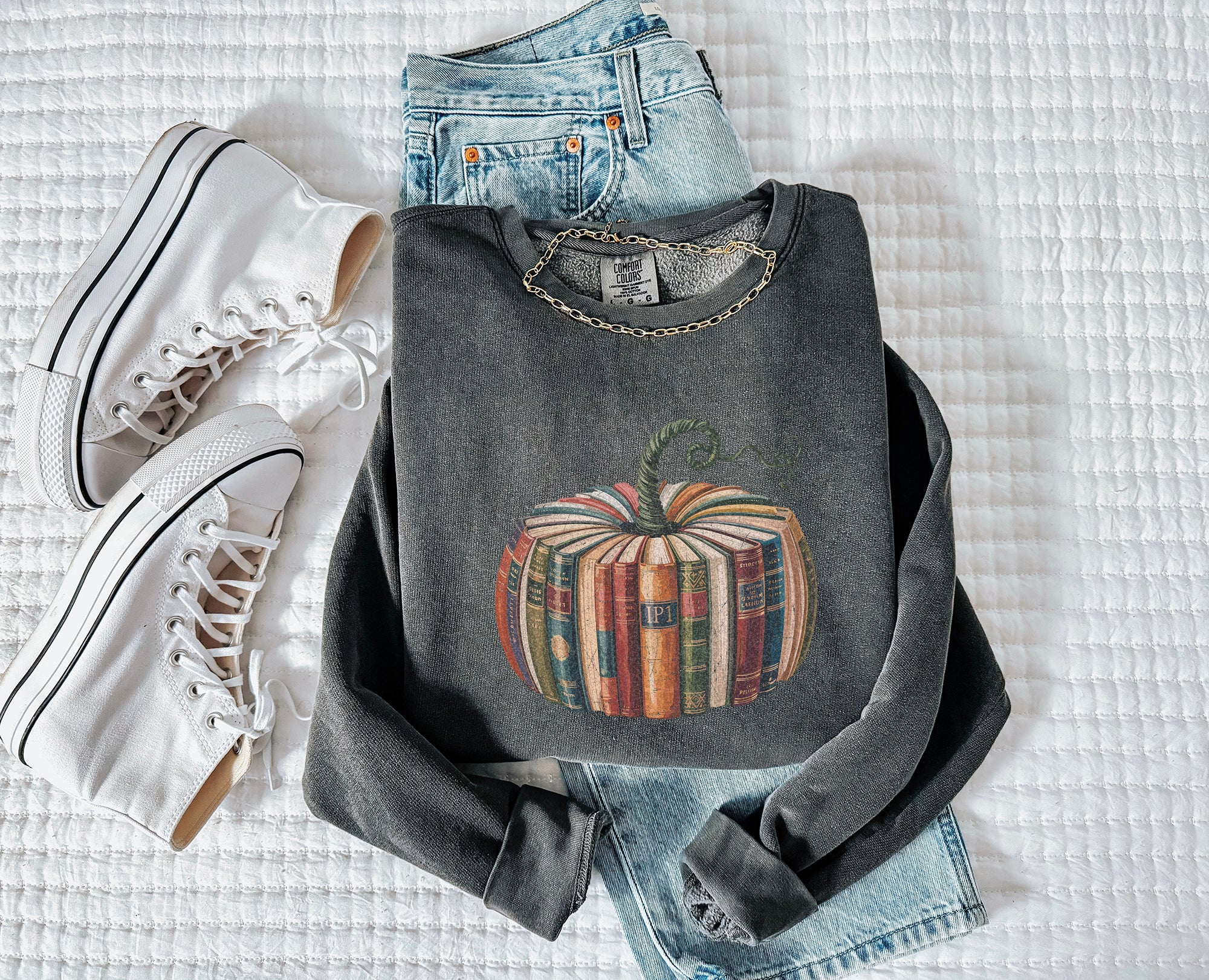 Pumpkin Book Fall Autumn Thanksgiving day Inspirational Garment Dyed Comfort Colors Sweatshirt