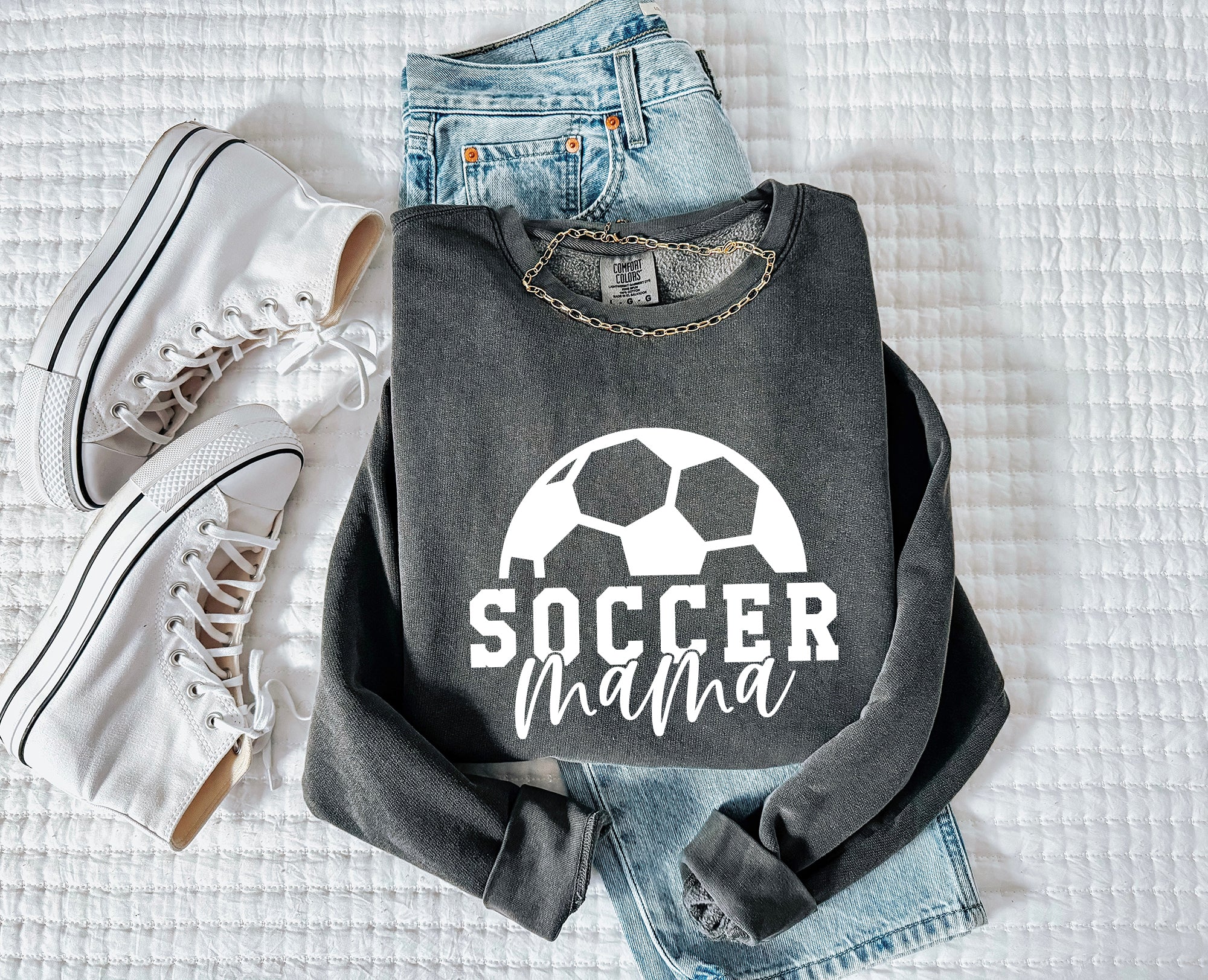 Soccer Mama Sports Mom Garment Dyed Comfort Colors Sweatshirt