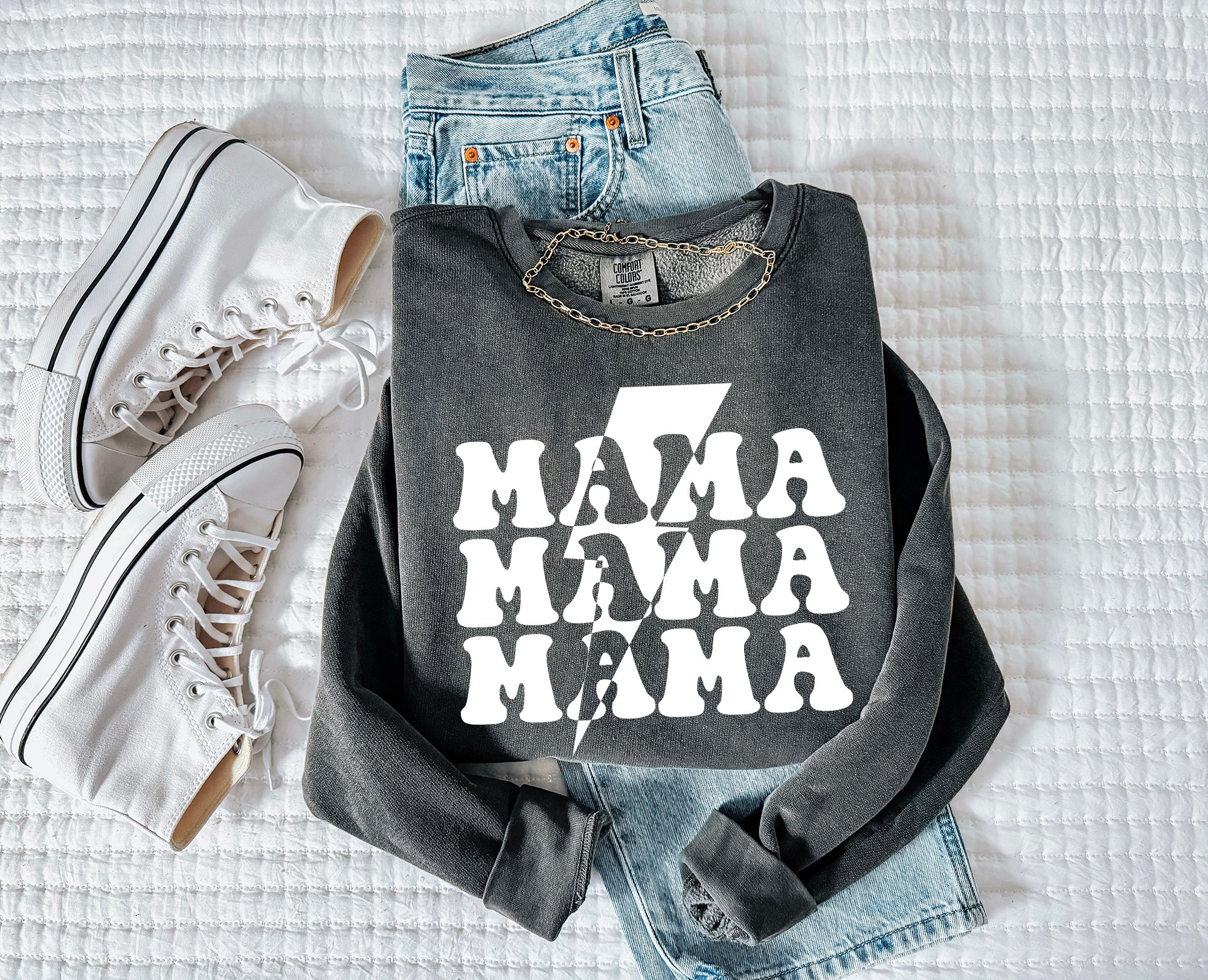 Mama Lightning Garment Dyed Comfort Colors Sweatshirt