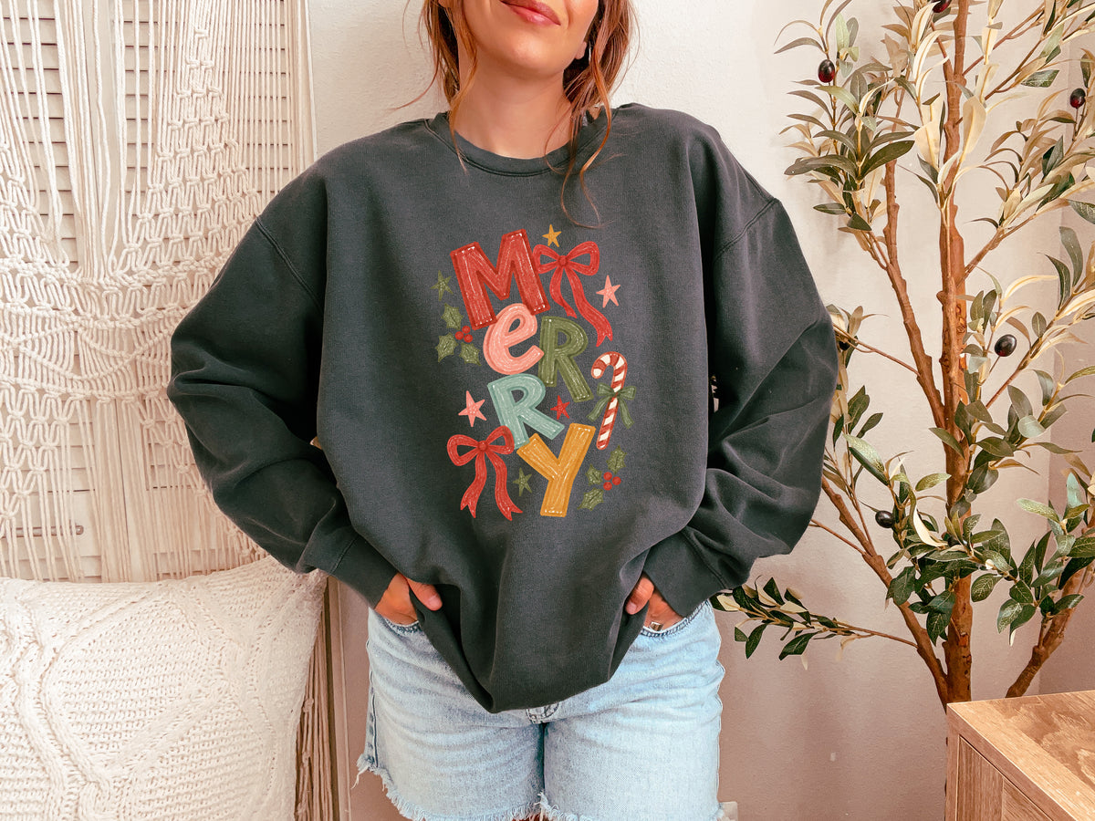 Merry Christmas Season Comfort Colors Sweatshirt