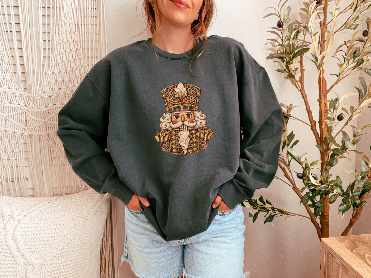 Merry Christmas Leopard Nutcracker Season Comfort Colors Sweatshirt