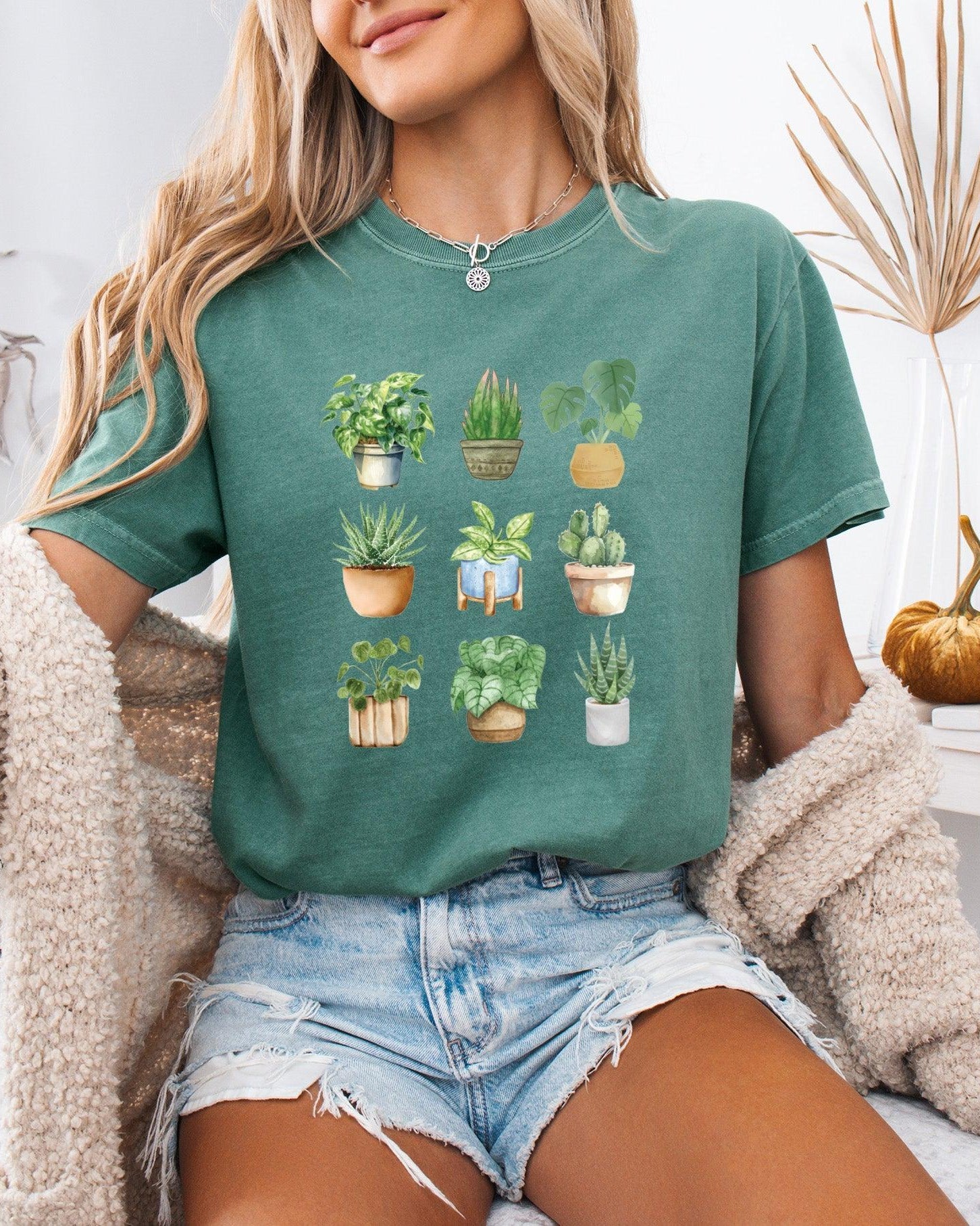 Plant Lady House Plants Comfort Colors T Shirt (9 plants)