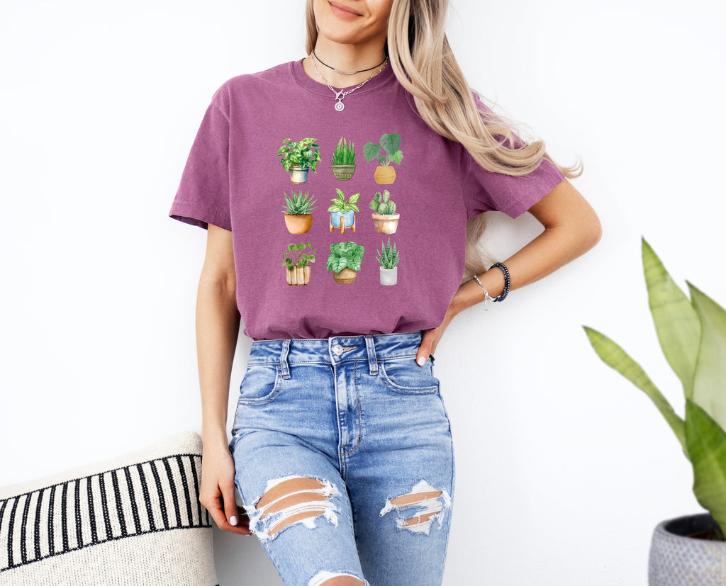 Plant Lady House Plants Comfort Colors T Shirt (9 plants)